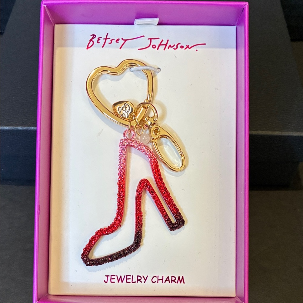 Betsey Johnson Stiletto 👠 Bag Charm/Keychain Pink/Red Ombré